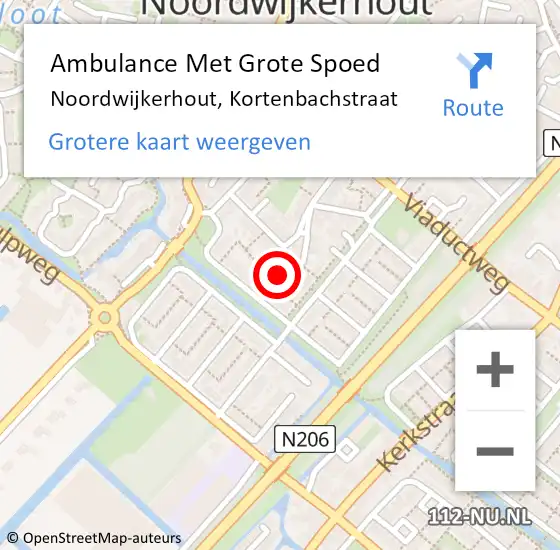 Locatie op kaart van de 112 melding: Ambulance Met Grote Spoed Naar Noordwijkerhout, Kortenbachstraat op 18 juni 2016 02:55