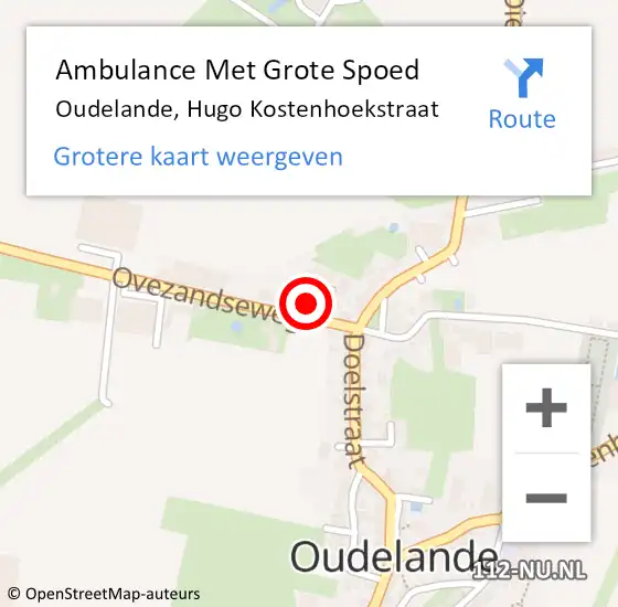 Locatie op kaart van de 112 melding: Ambulance Met Grote Spoed Naar Oudelande, Hugo Kostenhoekstraat op 18 juni 2016 03:02