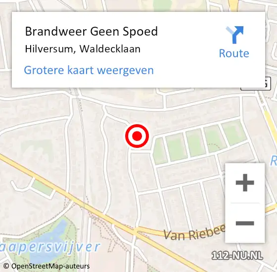 Locatie op kaart van de 112 melding: Brandweer Geen Spoed Naar Hilversum, Waldecklaan op 18 juni 2016 03:03