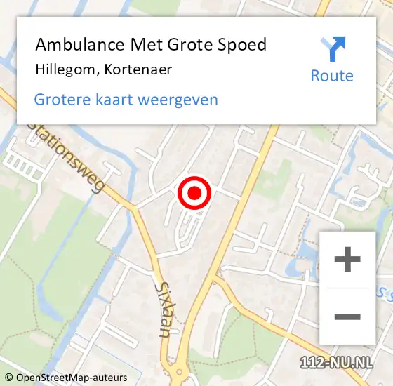 Locatie op kaart van de 112 melding: Ambulance Met Grote Spoed Naar Hillegom, Kortenaer op 18 juni 2016 07:23