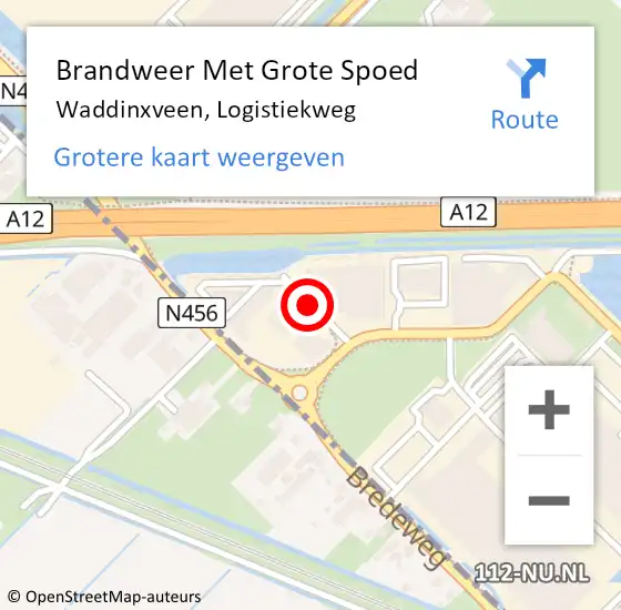 Locatie op kaart van de 112 melding: Brandweer Met Grote Spoed Naar Waddinxveen, Logistiekweg op 18 juni 2016 08:36