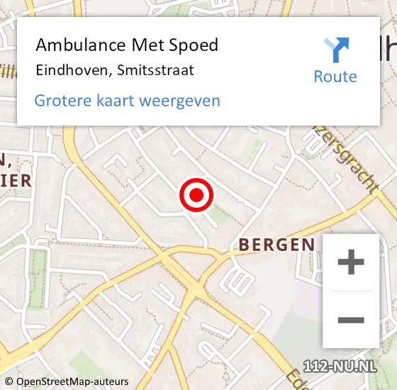Locatie op kaart van de 112 melding: Ambulance Met Spoed Naar Eindhoven, Smitsstraat op 18 juni 2016 08:46