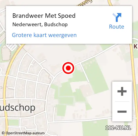 Locatie op kaart van de 112 melding: Brandweer Met Spoed Naar Nederweert, Budschop op 18 juni 2016 09:02