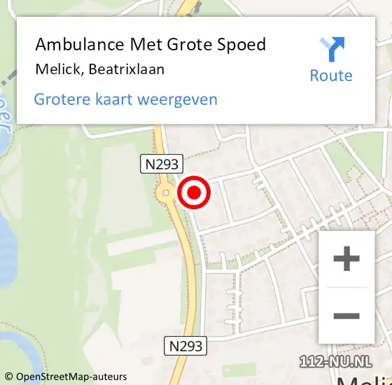 Locatie op kaart van de 112 melding: Ambulance Met Grote Spoed Naar Melick, Beatrixlaan op 18 juni 2016 09:54