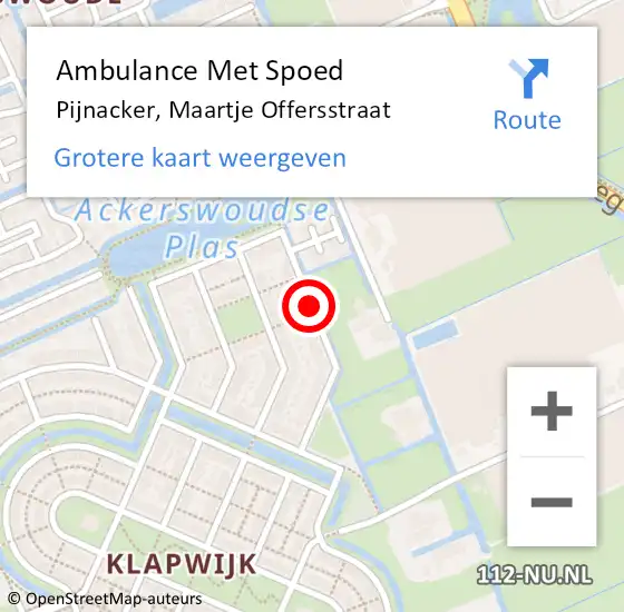 Locatie op kaart van de 112 melding: Ambulance Met Spoed Naar Pijnacker, Maartje Offersstraat op 18 juni 2016 09:57