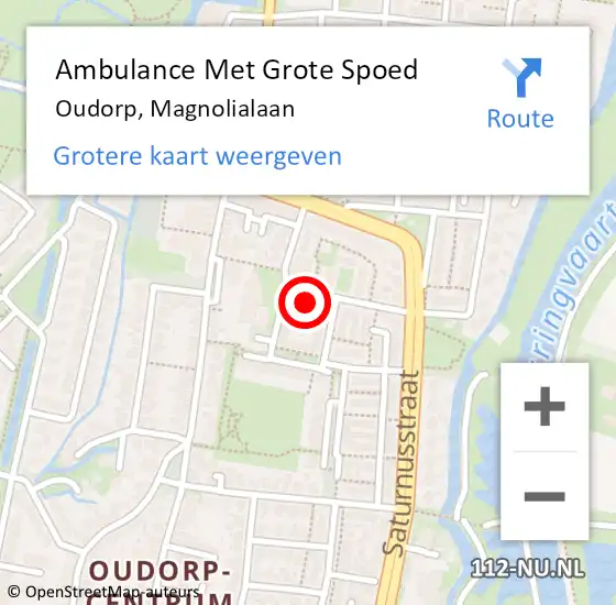 Locatie op kaart van de 112 melding: Ambulance Met Grote Spoed Naar Oudorp, Magnolialaan op 18 juni 2016 10:21