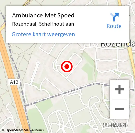 Locatie op kaart van de 112 melding: Ambulance Met Spoed Naar Rozendaal, Schelfhoutlaan op 18 juni 2016 10:59