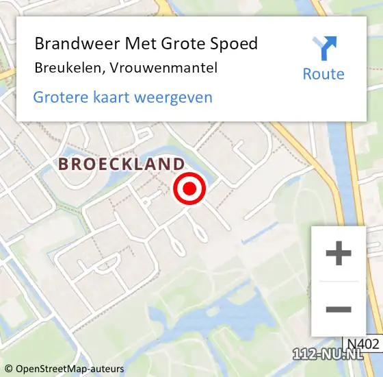 Locatie op kaart van de 112 melding: Brandweer Met Grote Spoed Naar Breukelen, Vrouwenmantel op 18 juni 2016 12:38