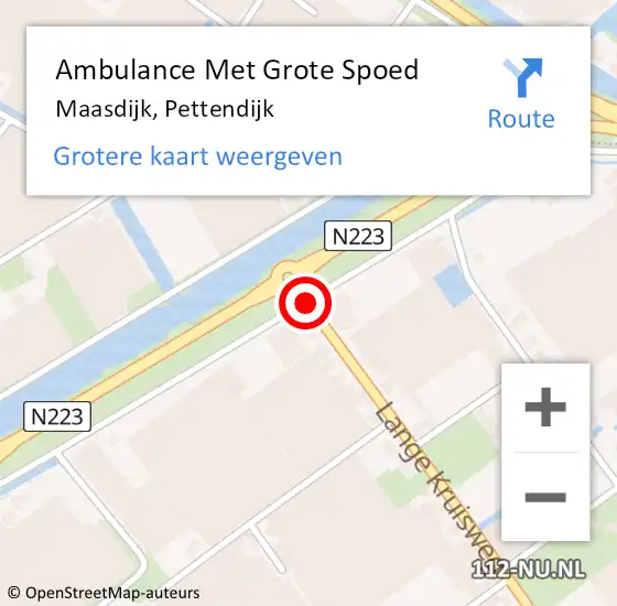 Locatie op kaart van de 112 melding: Ambulance Met Grote Spoed Naar Maasdijk, Pettendijk op 18 juni 2016 13:05