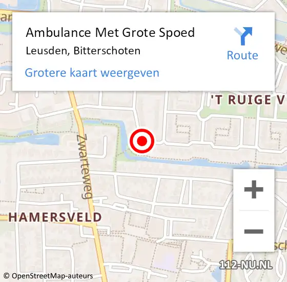 Locatie op kaart van de 112 melding: Ambulance Met Grote Spoed Naar Leusden, Bitterschoten op 18 juni 2016 13:15