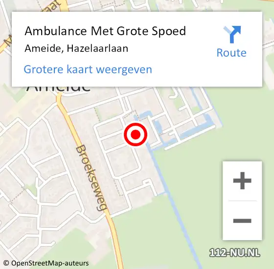 Locatie op kaart van de 112 melding: Ambulance Met Grote Spoed Naar Ameide, Hazelaarlaan op 18 juni 2016 13:20