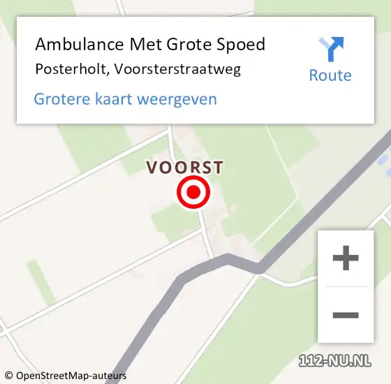 Locatie op kaart van de 112 melding: Ambulance Met Grote Spoed Naar Posterholt, Voorsterstraatweg op 18 juni 2016 13:47