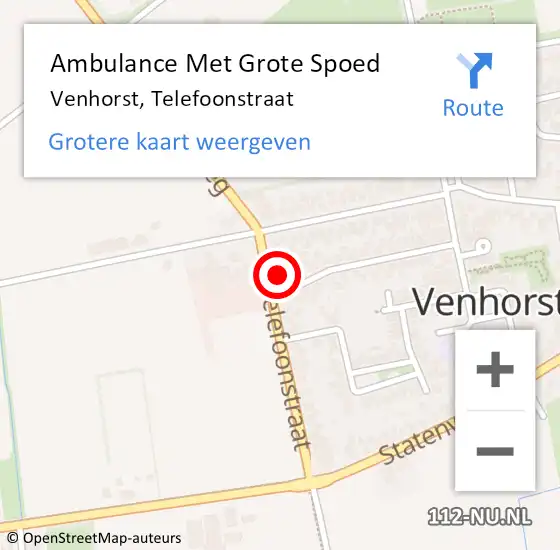 Locatie op kaart van de 112 melding: Ambulance Met Grote Spoed Naar Venhorst, Telefoonstraat op 18 juni 2016 14:45