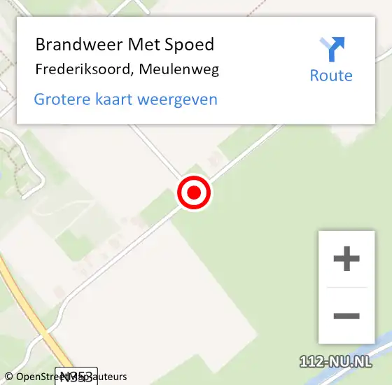 Locatie op kaart van de 112 melding: Brandweer Met Spoed Naar Frederiksoord, Meulenweg op 18 juni 2016 15:10