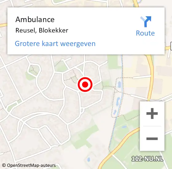 Locatie op kaart van de 112 melding: Ambulance Reusel, Blokekker op 18 juni 2016 15:20