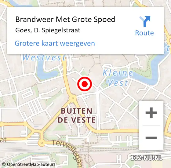 Locatie op kaart van de 112 melding: Brandweer Met Grote Spoed Naar Goes, D. Spiegelstraat op 18 juni 2016 15:43