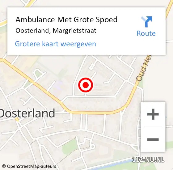 Locatie op kaart van de 112 melding: Ambulance Met Grote Spoed Naar Oosterland, Margrietstraat op 18 juni 2016 16:25