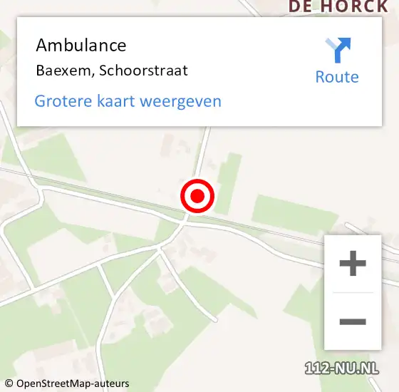 Locatie op kaart van de 112 melding: Ambulance Baexem, Schoorstraat op 18 juni 2016 17:10