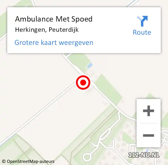 Locatie op kaart van de 112 melding: Ambulance Met Spoed Naar Herkingen, Peuterdijk op 18 december 2013 15:46