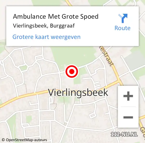 Locatie op kaart van de 112 melding: Ambulance Met Grote Spoed Naar Vierlingsbeek, Burggraaf op 18 juni 2016 17:51