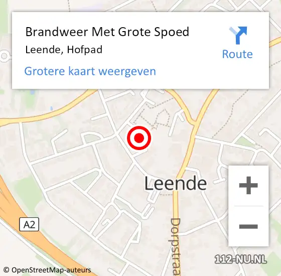 Locatie op kaart van de 112 melding: Brandweer Met Grote Spoed Naar Leende, Hofpad op 18 juni 2016 18:32