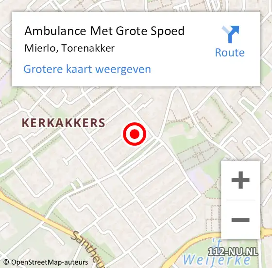 Locatie op kaart van de 112 melding: Ambulance Met Grote Spoed Naar Mierlo, Torenakker op 18 juni 2016 19:15