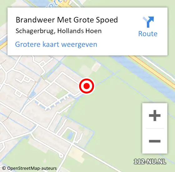 Locatie op kaart van de 112 melding: Brandweer Met Grote Spoed Naar Schagerbrug, Hollands Hoen op 18 juni 2016 19:27