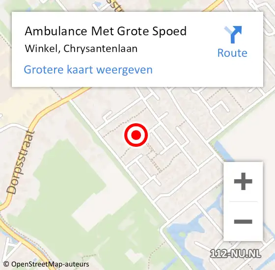 Locatie op kaart van de 112 melding: Ambulance Met Grote Spoed Naar Winkel, Chrysantenlaan op 18 juni 2016 19:38
