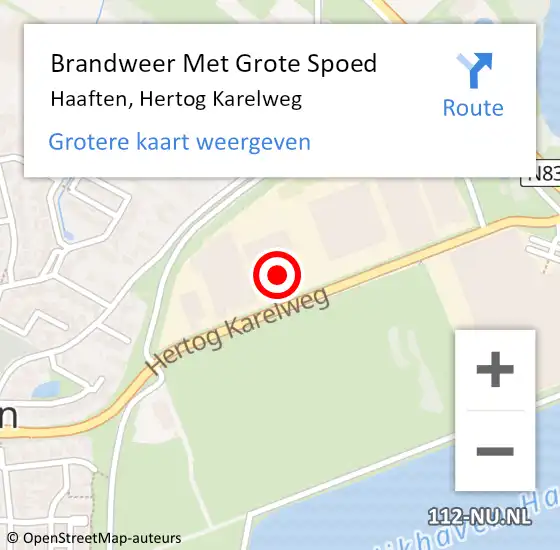 Locatie op kaart van de 112 melding: Brandweer Met Grote Spoed Naar Haaften, Hertog Karelweg op 18 juni 2016 21:06