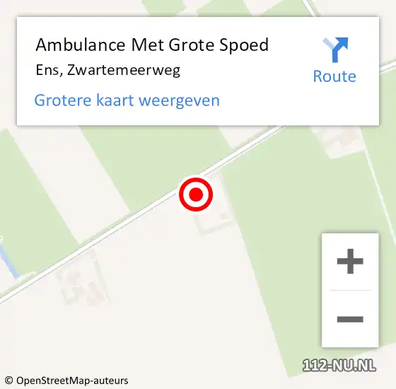 Locatie op kaart van de 112 melding: Ambulance Met Grote Spoed Naar Ens, Zwartemeerweg op 18 juni 2016 21:45