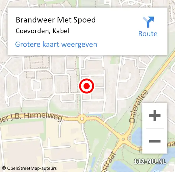 Locatie op kaart van de 112 melding: Brandweer Met Spoed Naar Coevorden, Kabel op 18 juni 2016 22:10