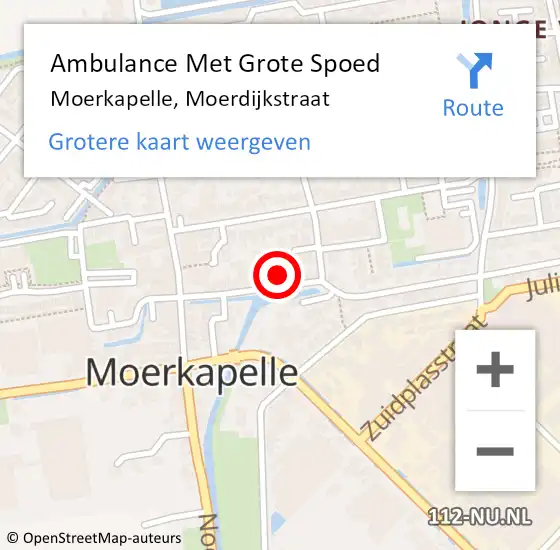 Locatie op kaart van de 112 melding: Ambulance Met Grote Spoed Naar Moerkapelle, Moerdijkstraat op 18 juni 2016 22:38