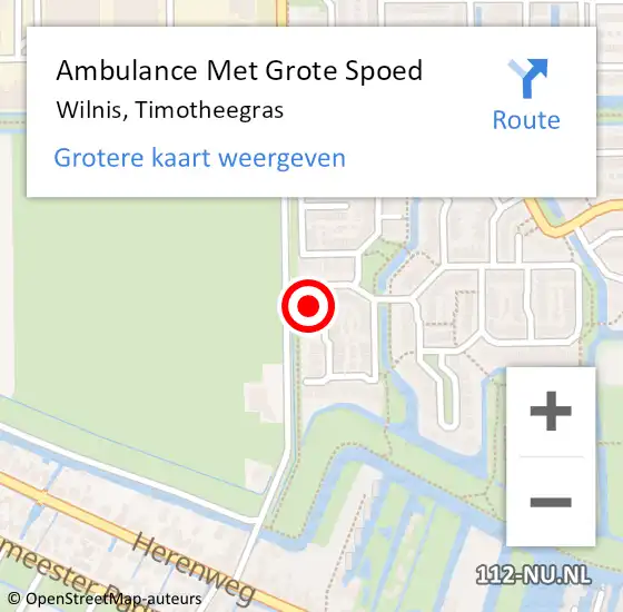 Locatie op kaart van de 112 melding: Ambulance Met Grote Spoed Naar Wilnis, Timotheegras op 18 juni 2016 23:49