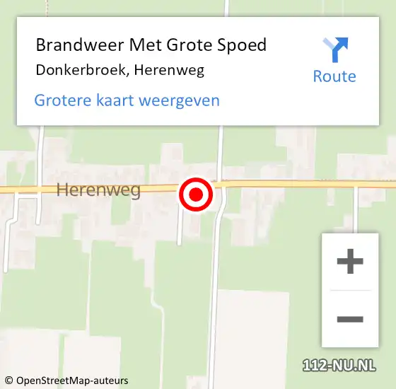 Locatie op kaart van de 112 melding: Brandweer Met Grote Spoed Naar Donkerbroek, Herenweg op 19 juni 2016 00:53