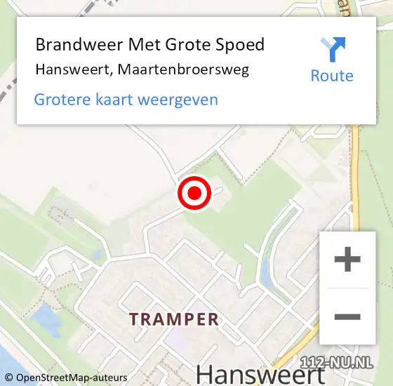 Locatie op kaart van de 112 melding: Brandweer Met Grote Spoed Naar Hansweert, Maartenbroersweg op 19 juni 2016 01:40