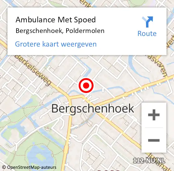 Locatie op kaart van de 112 melding: Ambulance Met Spoed Naar Bergschenhoek, Poldermolen op 19 juni 2016 01:56