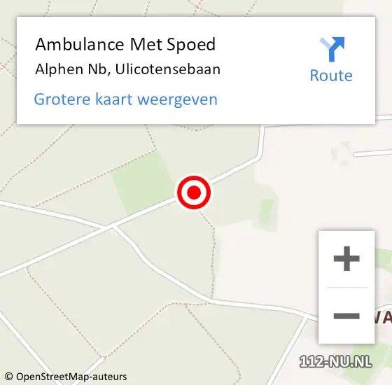 Locatie op kaart van de 112 melding: Ambulance Met Spoed Naar Alphen Nb, Ulicotensebaan op 19 juni 2016 02:07