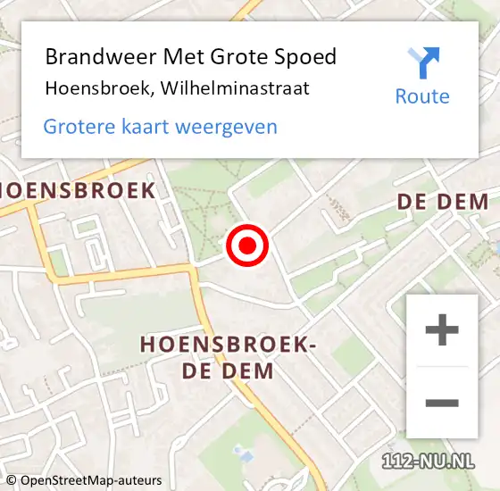 Locatie op kaart van de 112 melding: Brandweer Met Grote Spoed Naar Hoensbroek, Wilhelminastraat op 19 juni 2016 02:12