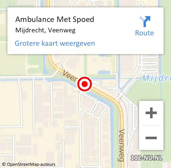 Locatie op kaart van de 112 melding: Ambulance Met Spoed Naar Mijdrecht, Veenweg op 19 juni 2016 02:26