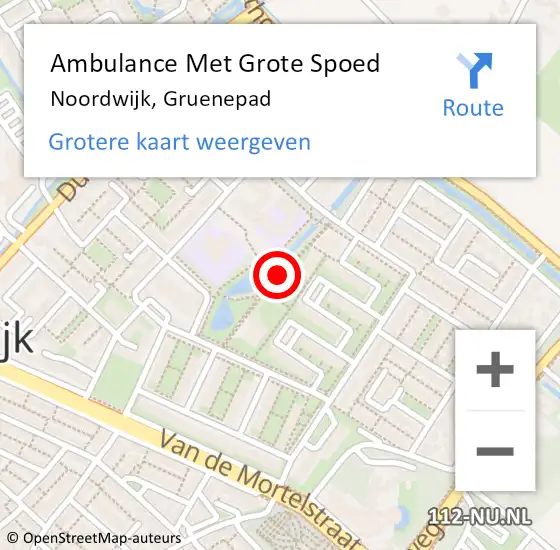 Locatie op kaart van de 112 melding: Ambulance Met Grote Spoed Naar Noordwijk, Gruenepad op 19 juni 2016 02:39