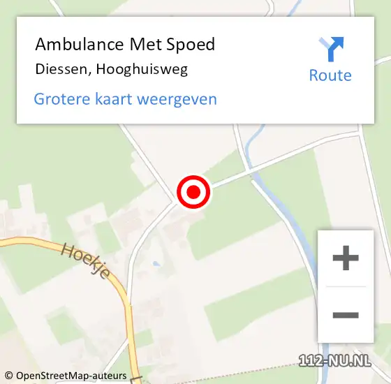 Locatie op kaart van de 112 melding: Ambulance Met Spoed Naar Diessen, Hooghuisweg op 19 juni 2016 02:56