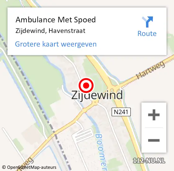 Locatie op kaart van de 112 melding: Ambulance Met Spoed Naar Zijdewind, Havenstraat op 19 juni 2016 03:30