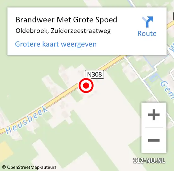 Locatie op kaart van de 112 melding: Brandweer Met Grote Spoed Naar Oldebroek, Zuiderzeestraatweg op 19 juni 2016 03:41