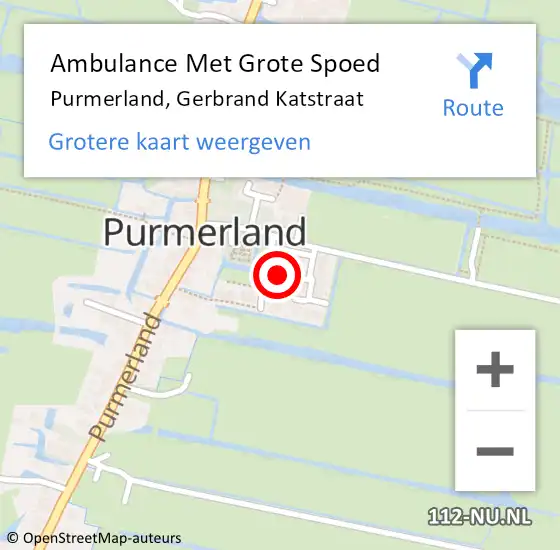 Locatie op kaart van de 112 melding: Ambulance Met Grote Spoed Naar Purmerland, Gerbrand Katstraat op 19 juni 2016 04:48