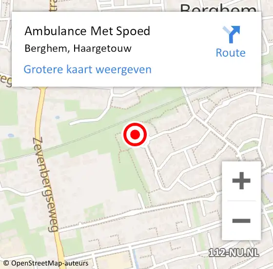 Locatie op kaart van de 112 melding: Ambulance Met Spoed Naar Berghem, Haargetouw op 19 juni 2016 04:48