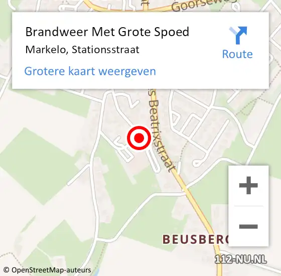 Locatie op kaart van de 112 melding: Brandweer Met Grote Spoed Naar Markelo, Stationsstraat op 18 december 2013 16:36