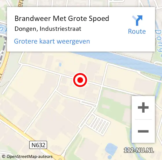 Locatie op kaart van de 112 melding: Brandweer Met Grote Spoed Naar Dongen, Industriestraat op 19 juni 2016 06:49