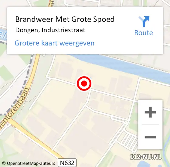 Locatie op kaart van de 112 melding: Brandweer Met Grote Spoed Naar Dongen, Industriestraat op 19 juni 2016 07:02