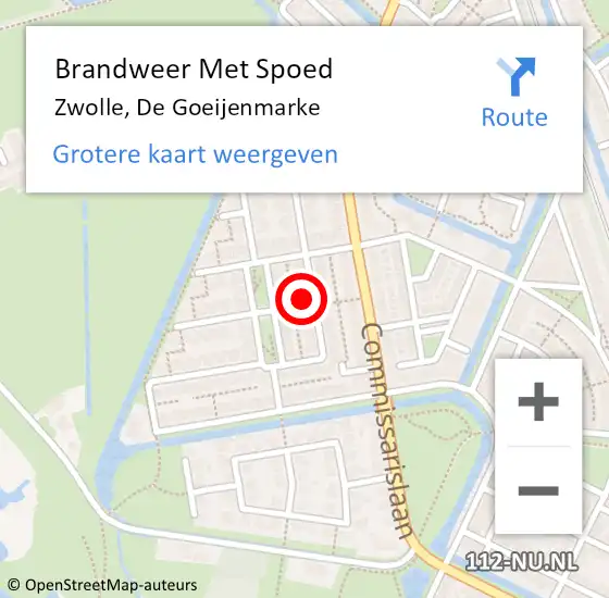 Locatie op kaart van de 112 melding: Brandweer Met Spoed Naar Zwolle, De Goeijenmarke op 19 juni 2016 07:28