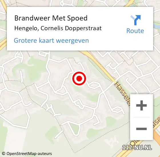 Locatie op kaart van de 112 melding: Brandweer Met Spoed Naar Hengelo, Cornelis Dopperstraat op 19 juni 2016 09:05